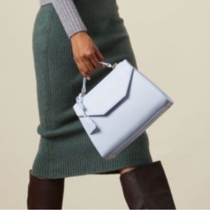 Italic Audrey Embossed Leather Satchel Bag in Periwinkle